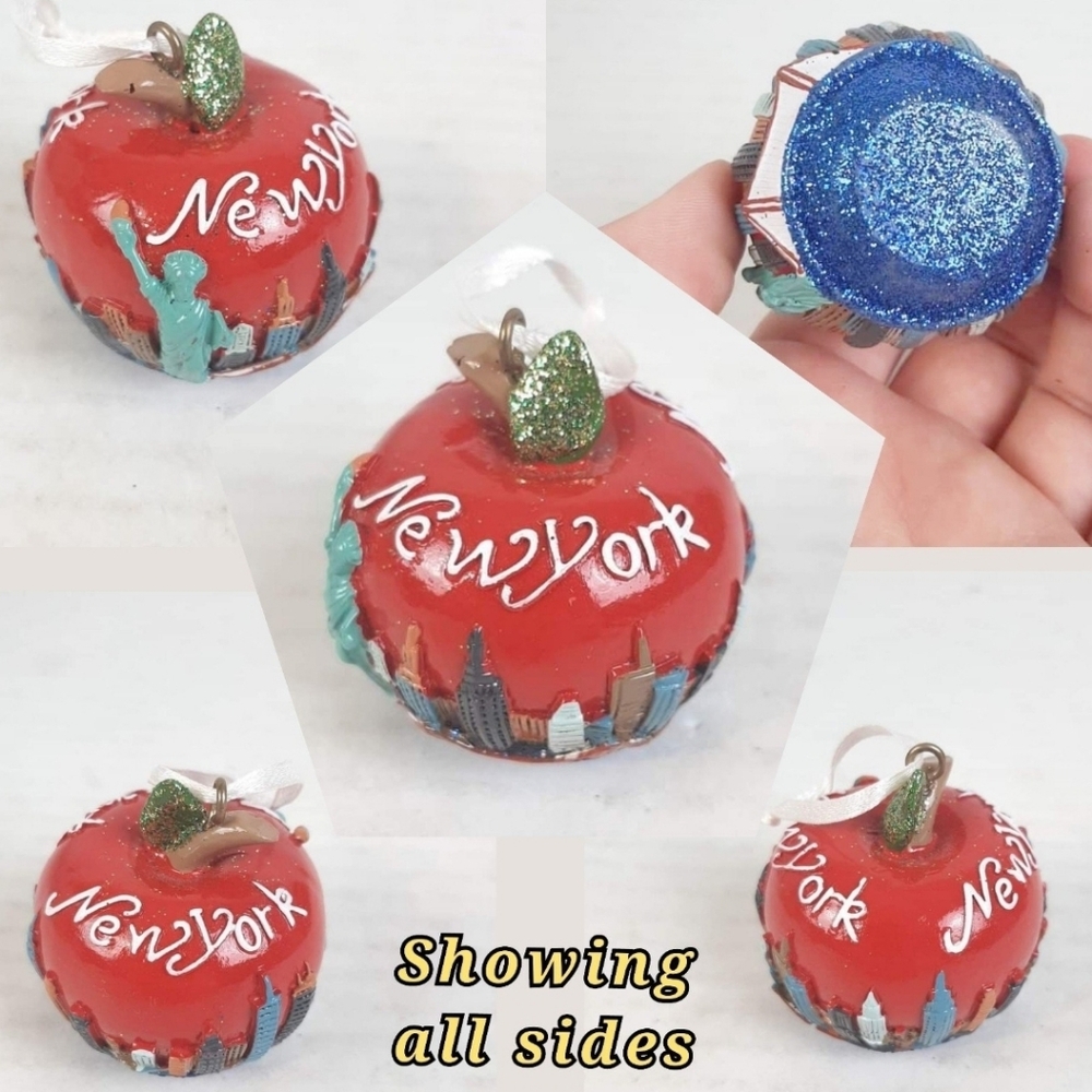 🔥3D New York Apple Christmas Tree Ornament Resin